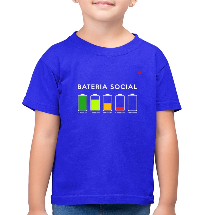 Camiseta Algodão Infantil Bateria Social - Azul Royal