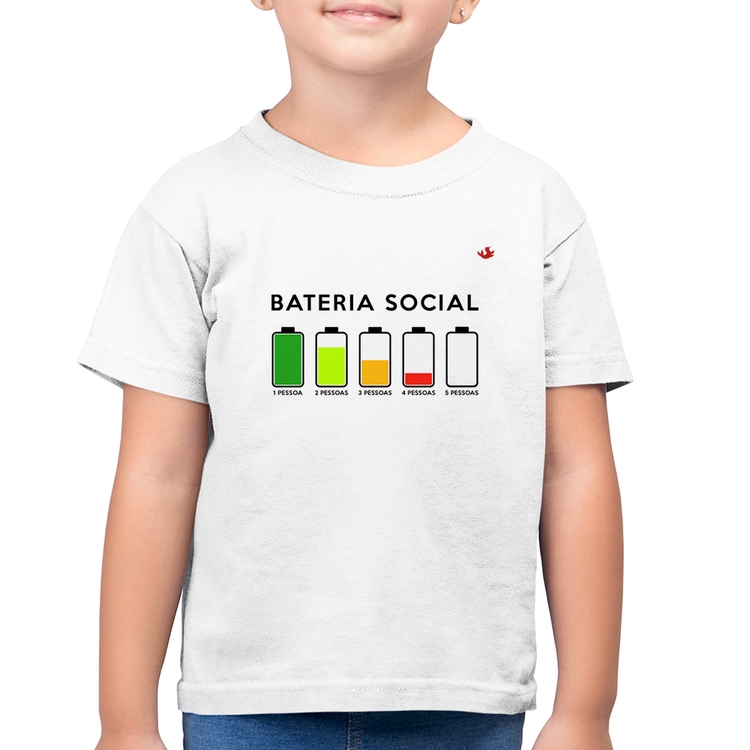 Camiseta Algodão Infantil Bateria Social - Branca