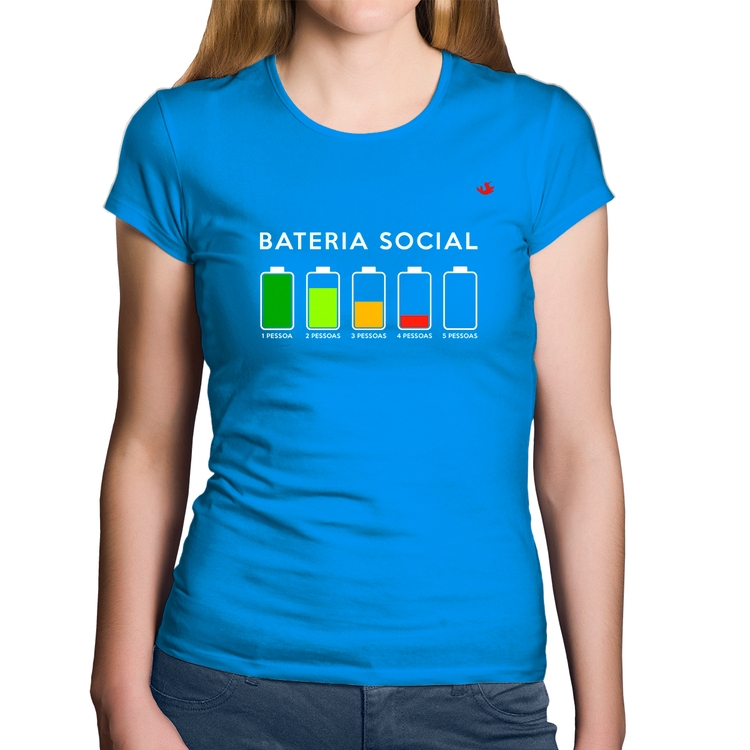 Baby Look Algodão Bateria Social - Azul