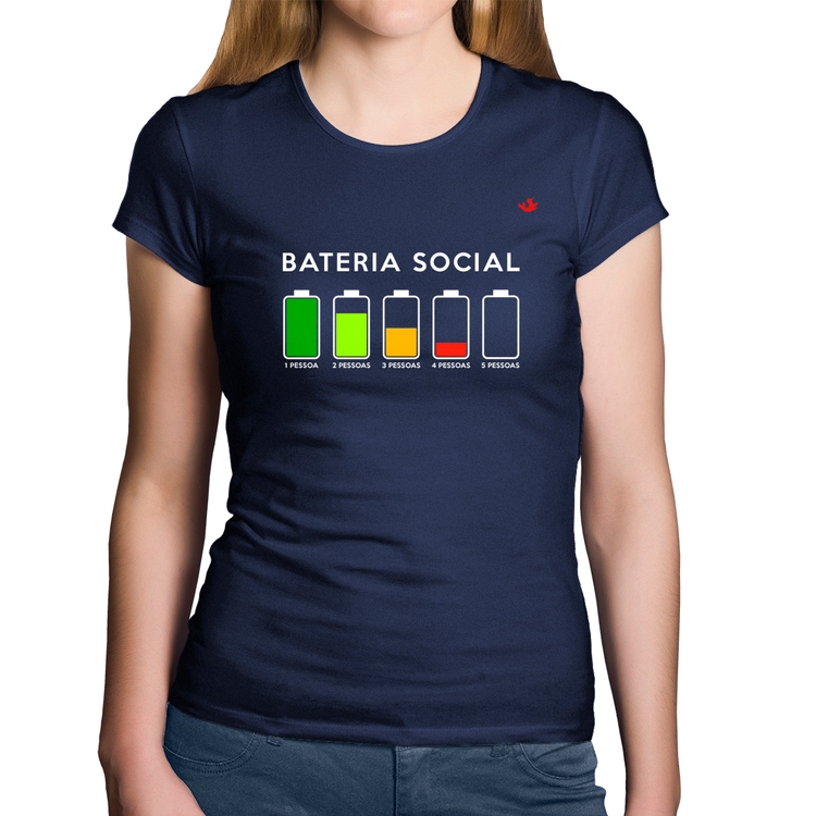 Baby Look Algodão Bateria Social - Marinho