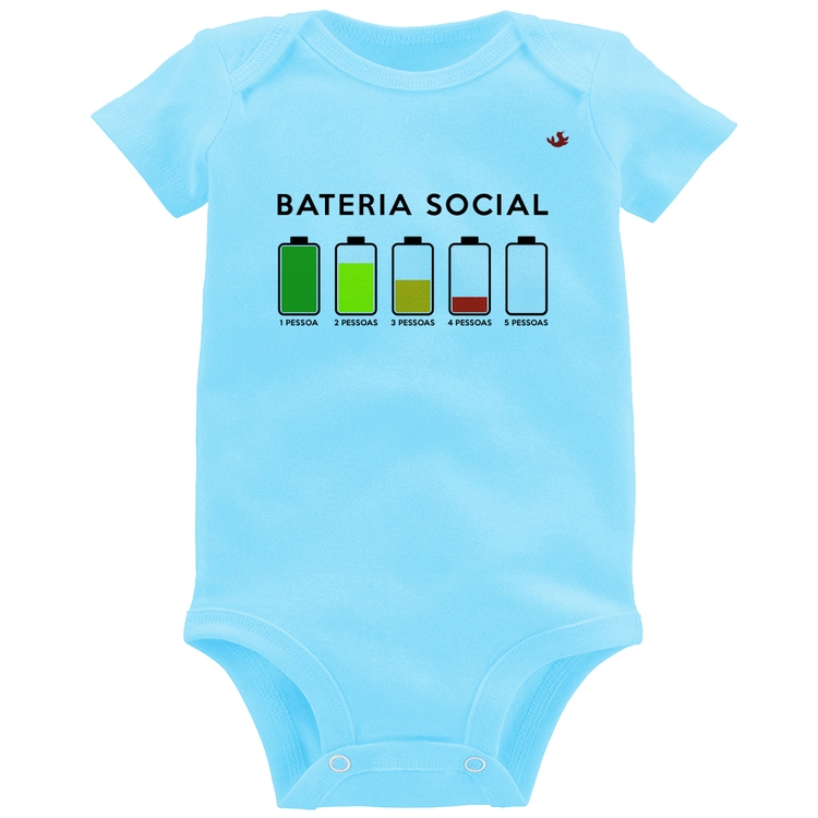 Body Bebê Bateria Social - Azul Bebê