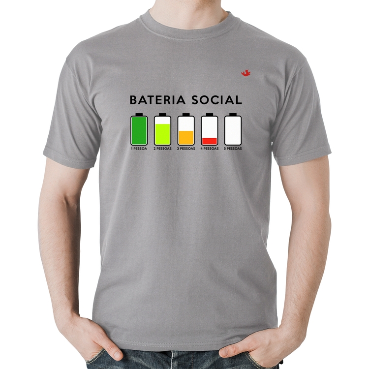 Camiseta Algodão Bateria Social - Cinza