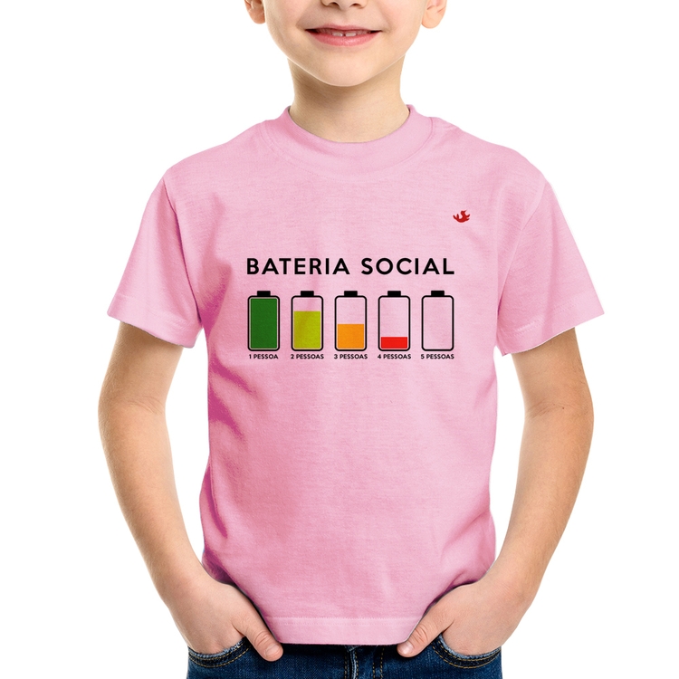 Camiseta Infantil Bateria Social - Rosa Bebê