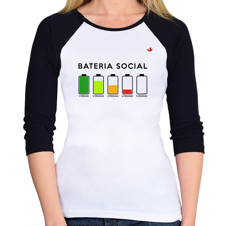 Baby Look Raglan Bateria Social Manga 3/4