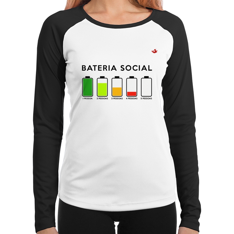Baby Look Raglan Bateria Social Manga Longa