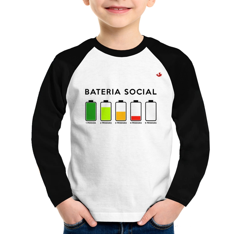 Camiseta Raglan Infantil Bateria Social Manga Longa