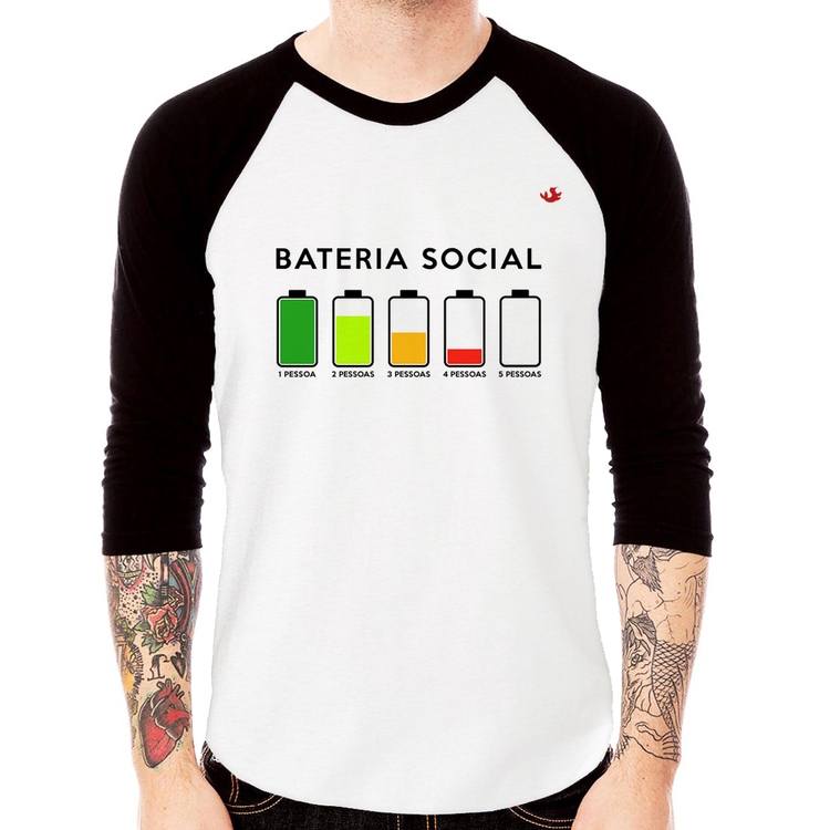 Camiseta Raglan Bateria Social Manga 3/4