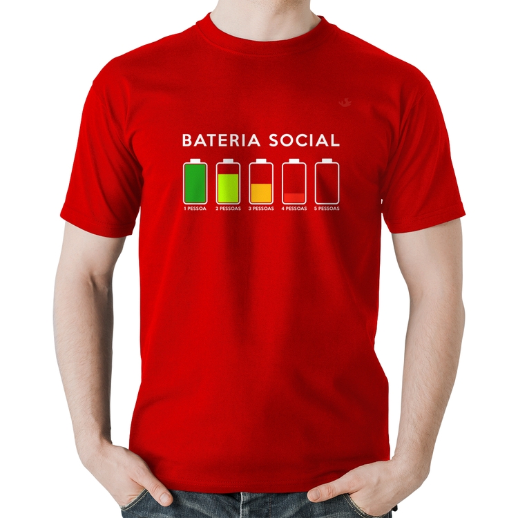 Camiseta Algodão Bateria Social - Vermelha
