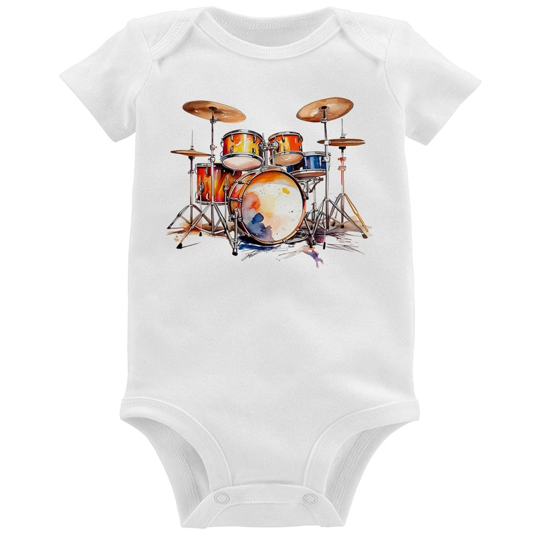 Body Bebê Bateria Watercolor