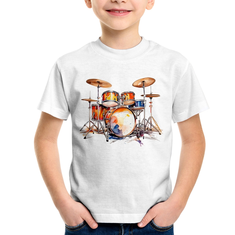 Camiseta Infantil Bateria Watercolor