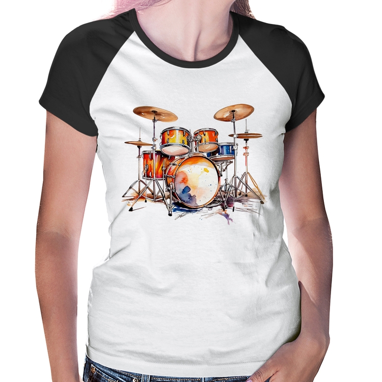 Baby Look Raglan Bateria Watercolor