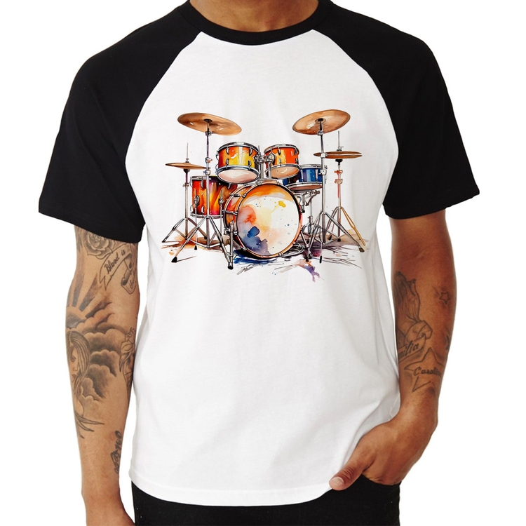 Camiseta Raglan Bateria Watercolor