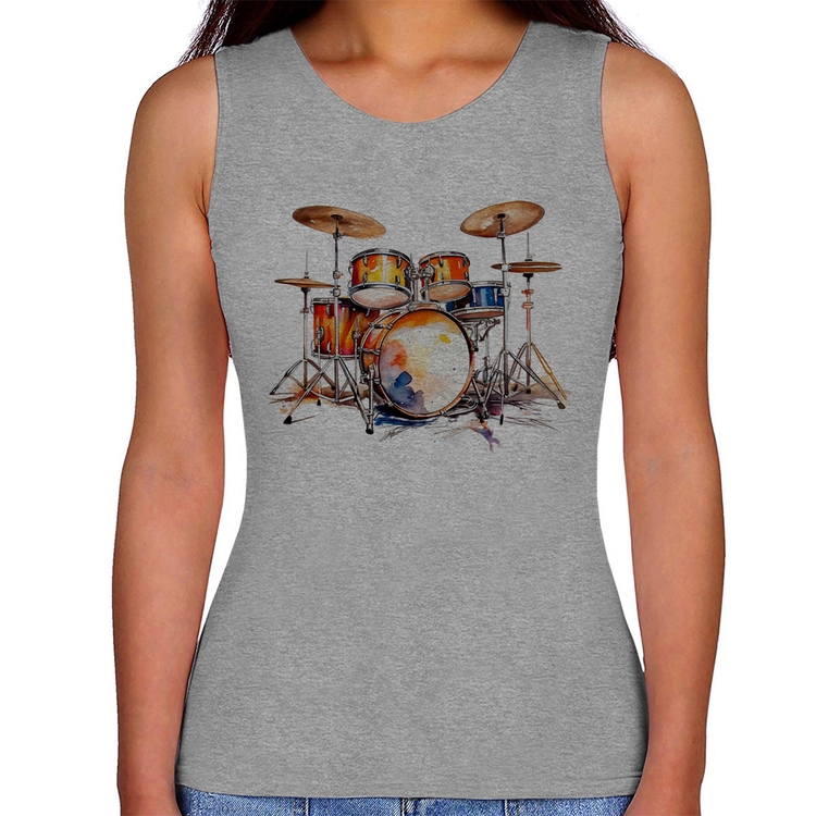 Regata Feminina Bateria Watercolor - Cinza