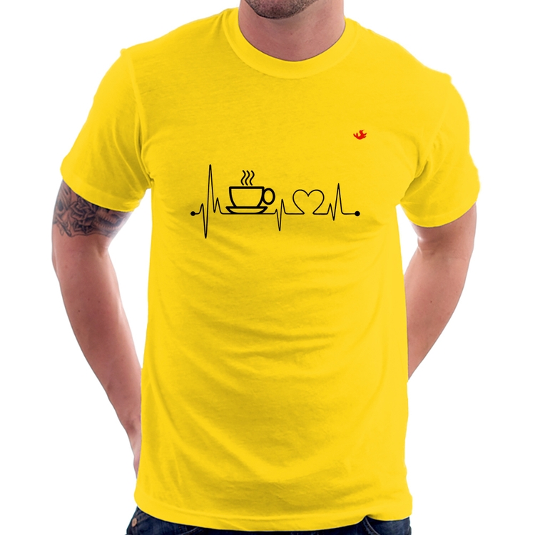 Camiseta Batimentos Cardíacos Café - Amarela
