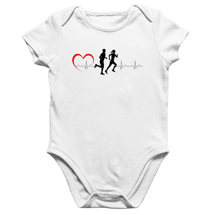 Body Bebê Algodão Batimentos Cardíacos Corrida Coração - Branco