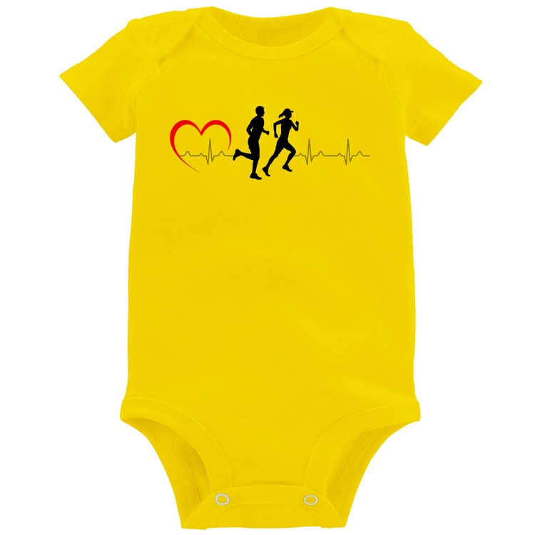 Body Bebê Batimentos Cardíacos Corrida Coração - Amarelo