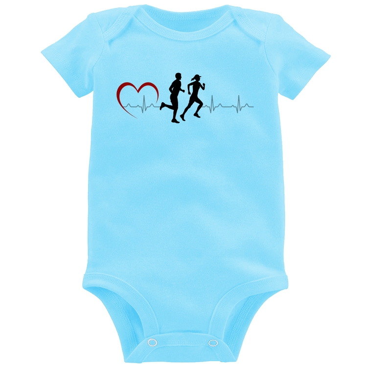 Body Bebê Batimentos Cardíacos Corrida Coração - Azul Bebê