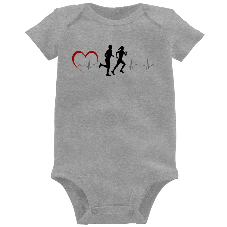 Body Bebê Batimentos Cardíacos Corrida Coração - Cinza