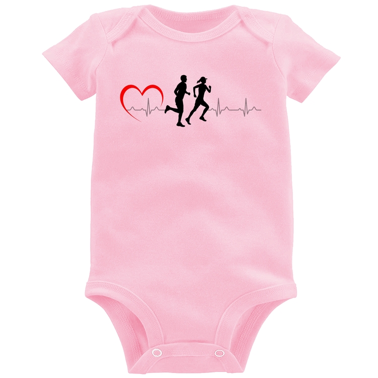 Body Bebê Batimentos Cardíacos Corrida Coração - Rosa Bebê