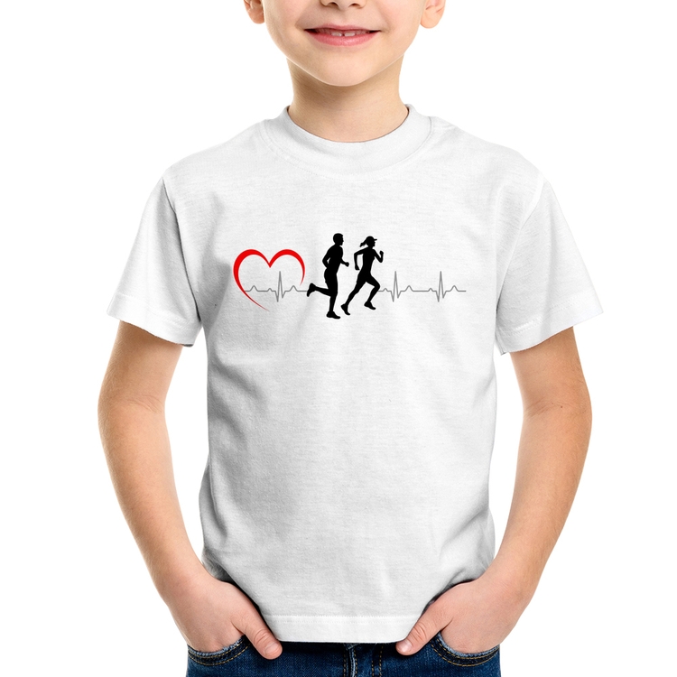 Camiseta Infantil Batimentos Cardíacos Corrida Coração