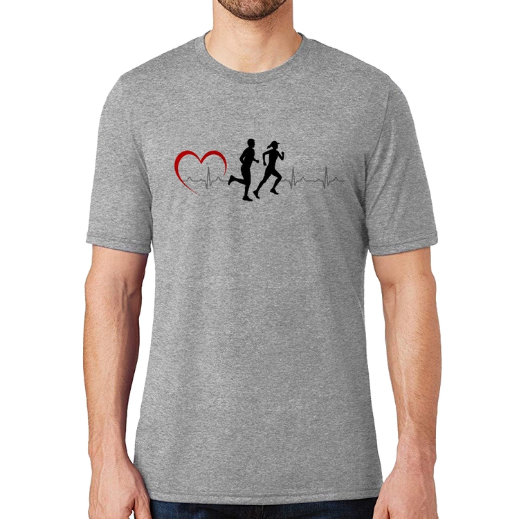 Camiseta Batimentos Cardíacos Corrida Coração - Cinza