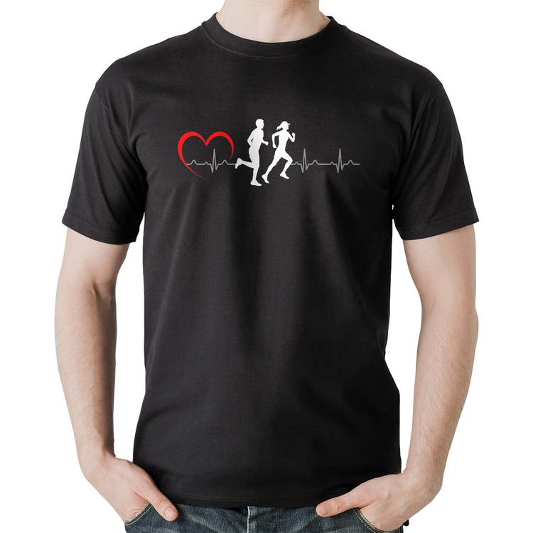 Camiseta Algodão Batimentos Cardíacos Corrida Coração