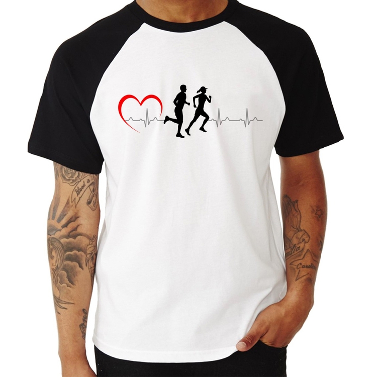 Camiseta Raglan Batimentos Cardíacos Corrida Coração