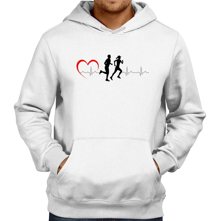 Moletom Batimentos Cardíacos Corrida Coração - Branco