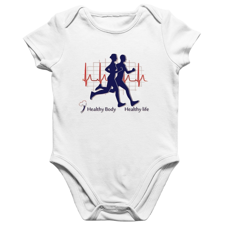 Body Bebê Algodão Batimentos Cardíacos Corrida - Branco