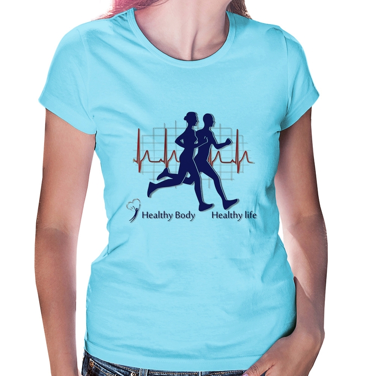 Baby Look Batimentos Cardíacos Corrida - Azul Bebê