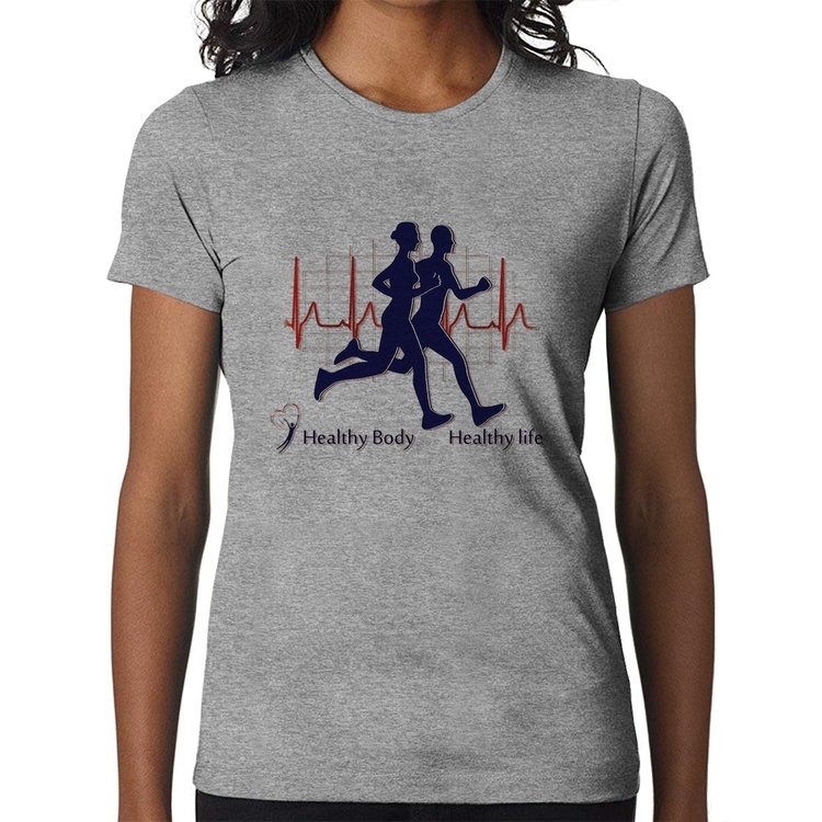 Baby Look Batimentos Cardíacos Corrida - Cinza