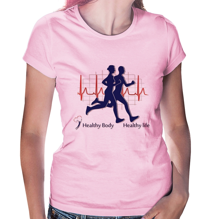 Baby Look Batimentos Cardíacos Corrida - Rosa Bebê