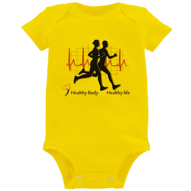 Body Bebê Batimentos Cardíacos Corrida - Amarelo