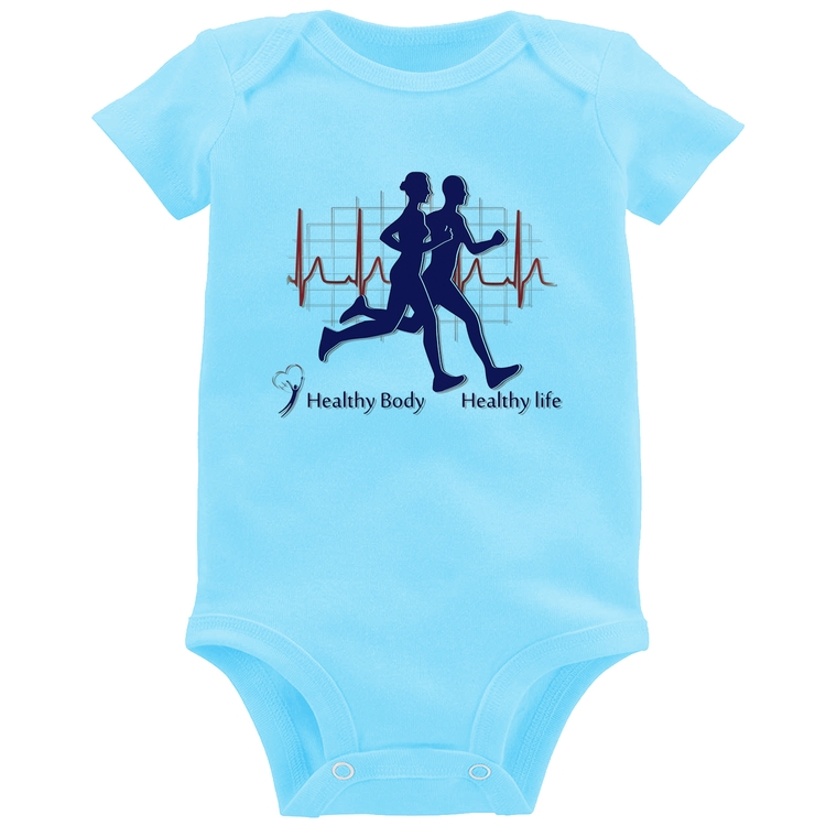 Body Bebê Batimentos Cardíacos Corrida - Azul Bebê