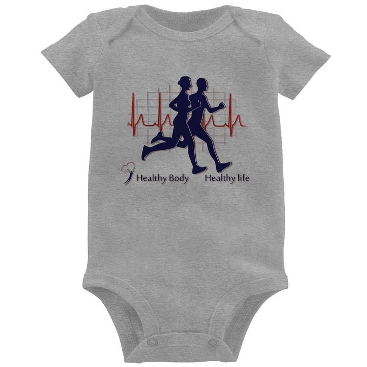 Body Bebê Batimentos Cardíacos Corrida - Cinza