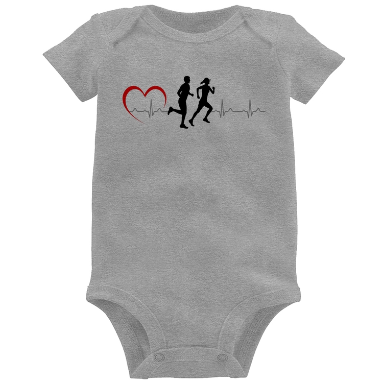 Body Bebê Batimentos Cardíacos Corrida Coração - Cinza
