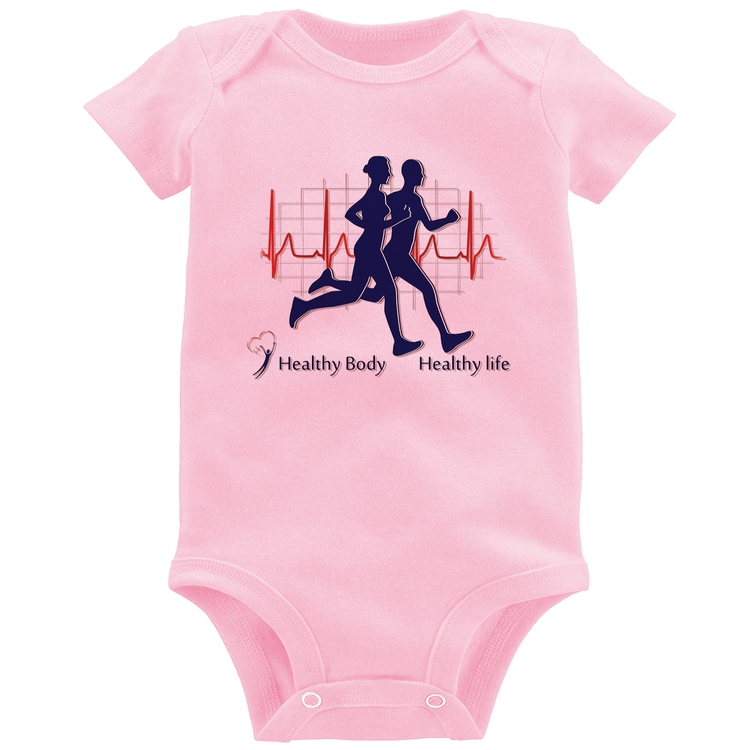Body Bebê Batimentos Cardíacos Corrida - Rosa Bebê