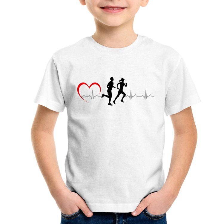 Camiseta Infantil Batimentos Cardíacos Corrida Coração