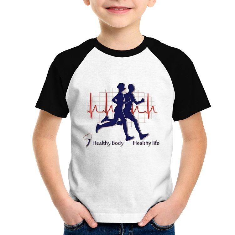 Camiseta Raglan Infantil Batimentos Cardíacos Corrida