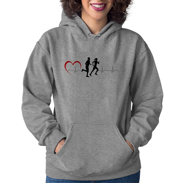 Moletom Feminino Batimentos Cardíacos Corrida Coração - Cinza