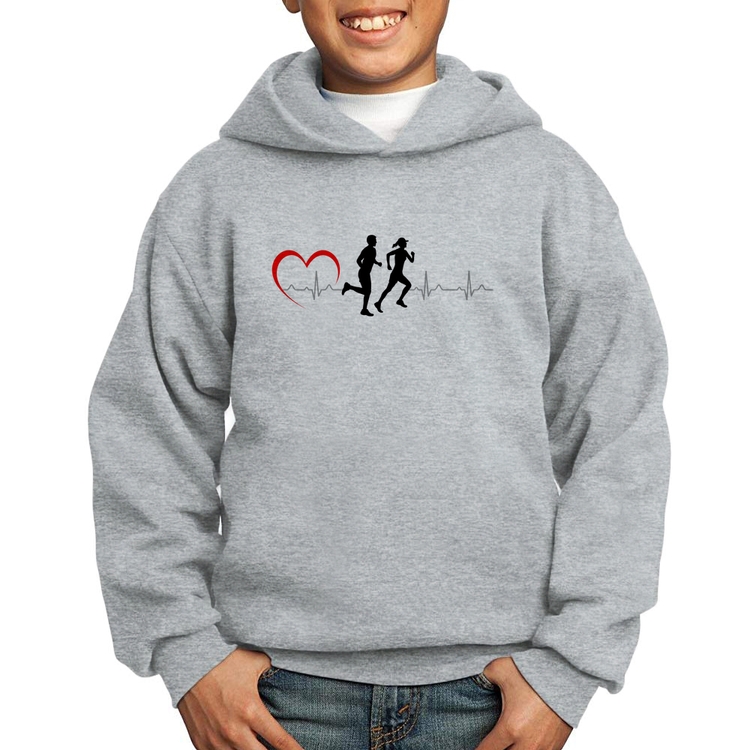 Moletom Infantil Batimentos Cardíacos Corrida Coração - Cinza
