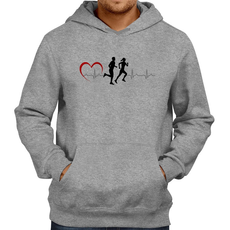 Moletom Batimentos Cardíacos Corrida Coração - Cinza