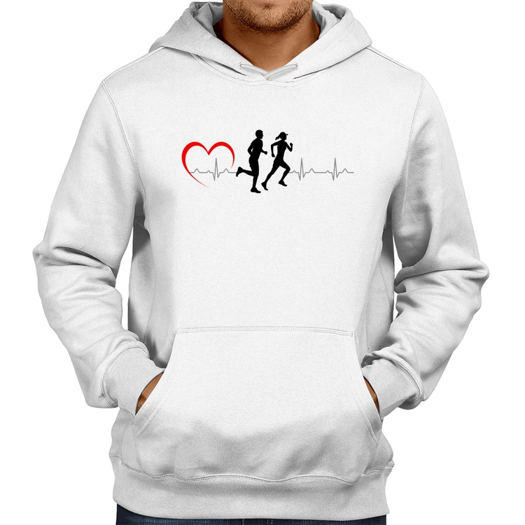 Moletom Batimentos Cardíacos Corrida Coração - Branco