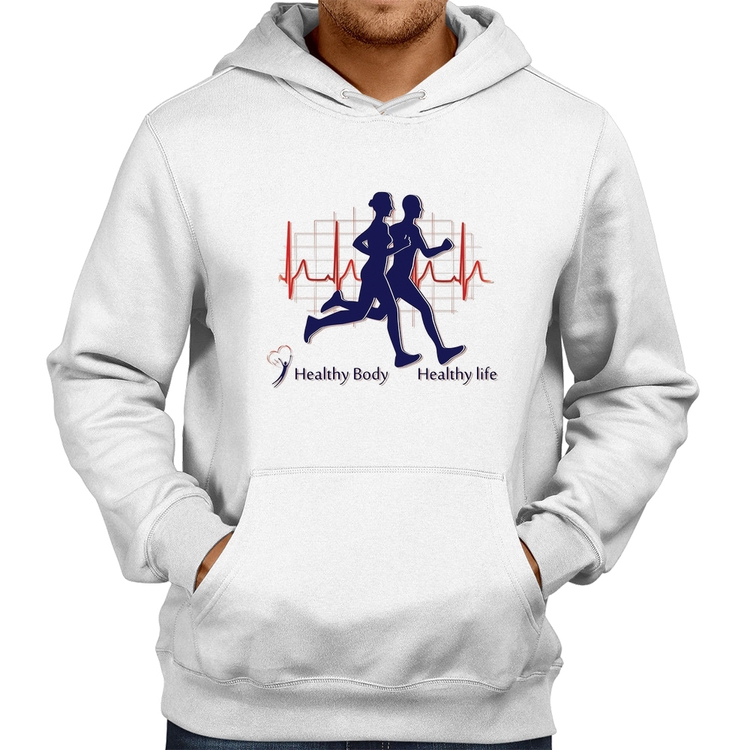 Moletom Batimentos Cardíacos Corrida - Branco