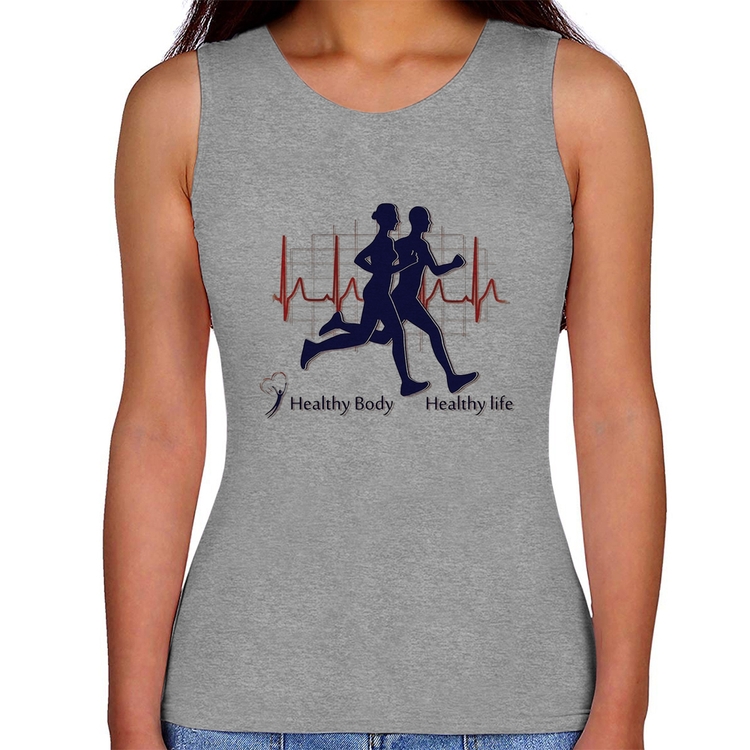 Regata Feminina Batimentos Cardíacos Corrida - Cinza