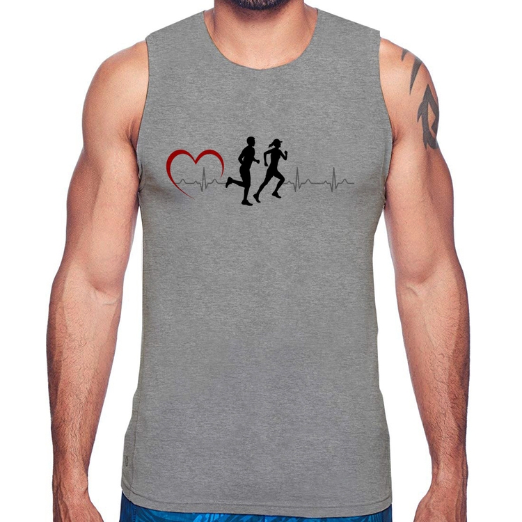 Regata Batimentos Cardíacos Corrida Coração - Cinza