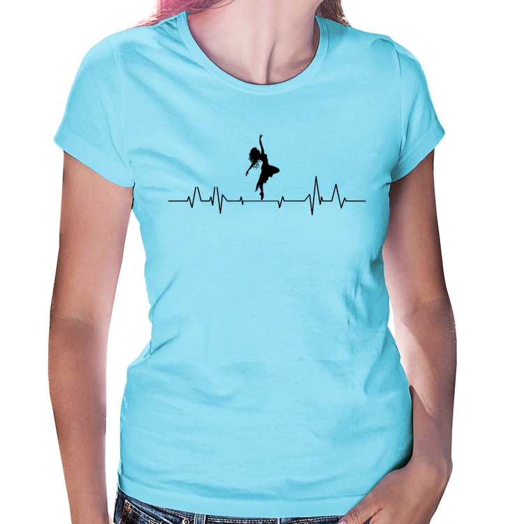 Baby Look Batimentos Cardíacos Dança - Azul Bebê