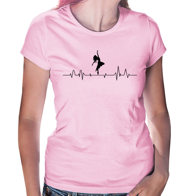 Baby Look Batimentos Cardíacos Dança - Rosa Bebê