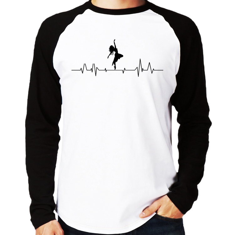 Camiseta Raglan Batimentos Cardíacos Dança Manga Longa
