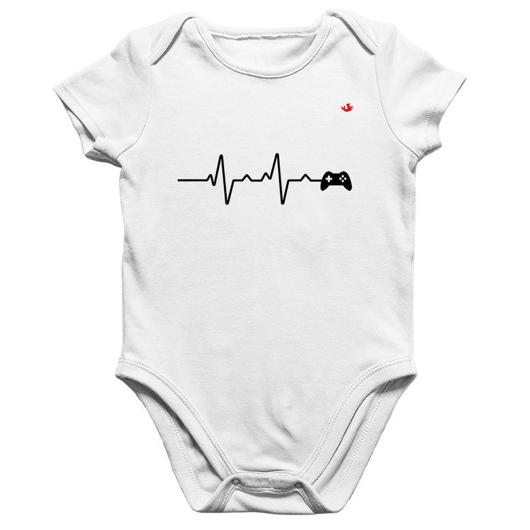 Body Bebê Algodão Batimentos Cardíacos Gamer - Branco